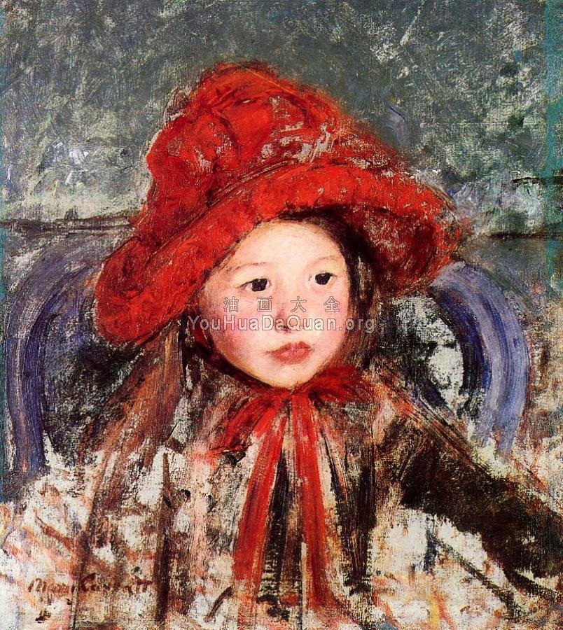 Little Girl in a Large Red Hat - 玛丽·史帝文森·卡萨特